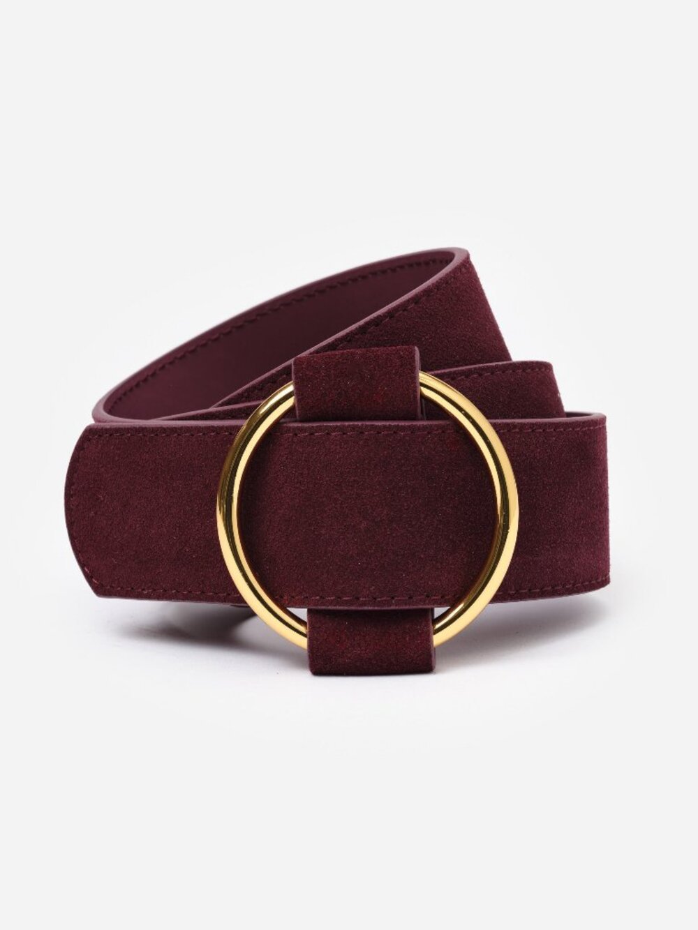 J McLaughlin Amelia Suede Belt - Cabernet/Gold NEW